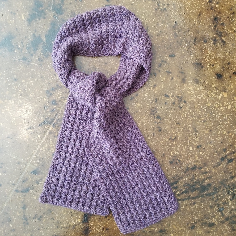 Honeycomb Solid Plum Scarf Handmade